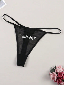 Tanga Para Mujeres Sexy De Malla Transpirable Con Patron De Letras
