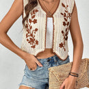 VCAY Chaleco De Jersey Con Botones Y Estampado Floral Para Mujer