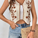 VCAY Chaleco De Jersey Con Botones Y Estampado Floral Para Mujer