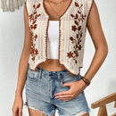 VCAY Chaleco De Jersey Con Botones Y Estampado Floral Para Mujer