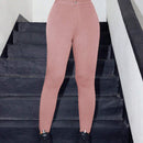 Essnce Pantalones ajustados de alta elasticidad con unicolor de moda para mujer, para primavera y otono