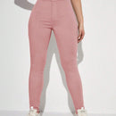 EZwear Pantalones ajustados solidos con cierre de cremallera