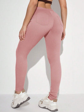 EZwear Pantalones ajustados solidos con cierre de cremallera