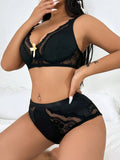 Serie Romantica Para Mujeres Conjunto De Ropa Interior Sin Cable De Encaje
