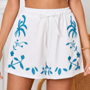 VCAY Shorts de mujer bordados de moda, holgados y con cordon en la cintura, con ambiente festivo de verano