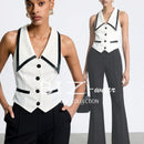 BIZwear Camisa Sin Mangas Para Mujer Con Bloques De Color Y Ribete De Contraste