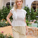 Prive Top Sin Mangas De Color Solido Para Mujeres Con Detalles De Volantes