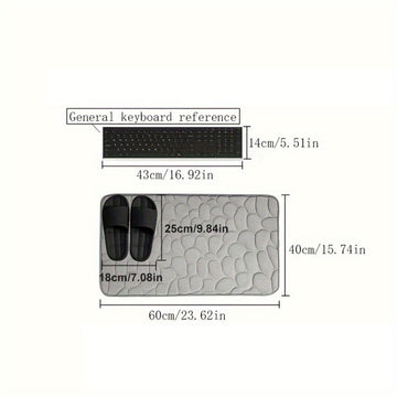 Alfombrilla de Baño OLOEY con Diseño de Guijarros - Textura Suave Antideslizante y Secado Rápido, Lavable a Máquina, Gris Piedra para Ducha, Entrada o Oficina, Decoración Contemporánea, Material Duradero, Práctico y Elegante