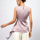 Prive Camisa De Color Solido Sin Mangas Con Dobladillo Plisado Y Asimetrico