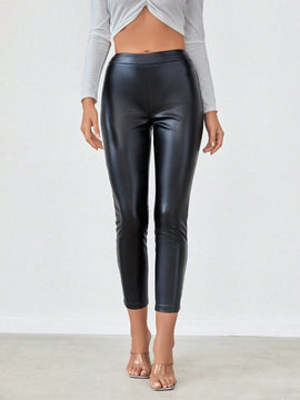 Pantalones De PU Para Mujeres De Moda Y Ajustados