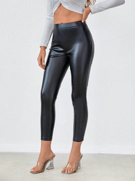Pantalones De PU Para Mujeres De Moda Y Ajustados