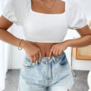 Essnce Camisa Corta De Cuello Cuadrado Con Lazada En La Espalda