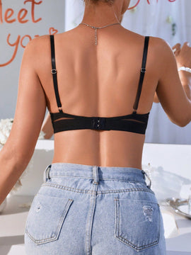 Sujetador De Malla Transparente Con Aros Para Mujer
