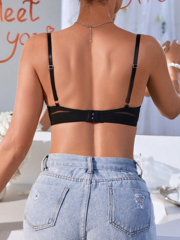 Sujetador De Malla Transparente Con Aros Para Mujer