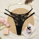 1 pieza de Braguita sexy para mujer con bordado de rosa y malla transparente, tanga de cintura baja