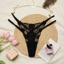 1 pieza de Braguita sexy para mujer con bordado de rosa y malla transparente, tanga de cintura baja