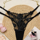 1 pieza de Braguita sexy para mujer con bordado de rosa y malla transparente, tanga de cintura baja