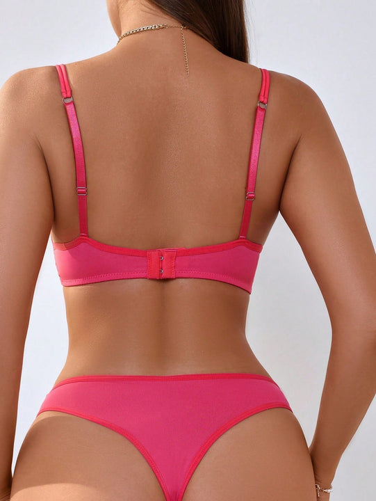 Conjunto De Lenceria Para Mujer Con Encaje Y Color Liso