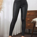 LUNE Pantalones de cintura alta de mujer en color liso y ajustados con bolsillos