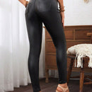 LUNE Pantalones de cintura alta de mujer en color liso y ajustados con bolsillos