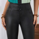LUNE Pantalones de cintura alta de mujer en color liso y ajustados con bolsillos