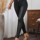 LUNE Pantalones de cintura alta de mujer en color liso y ajustados con bolsillos