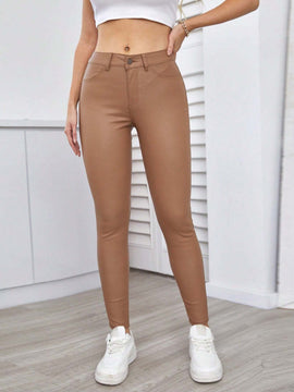 Pantalones largos unicolor de moda para mujer, ajustados y adecuados para ocasiones casuales