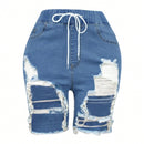 Pantalones Cortos De Mezclilla Desgastados De Moda Para Mujer