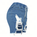 Pantalones Cortos De Mezclilla Desgastados De Moda Para Mujer