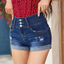 VCAY Shorts De Mezclilla Para Damas Con Efecto Desgastado Y Bolsillos