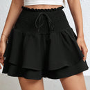 Prive Falda corta doble de capa con cintura ajustable para mujeres