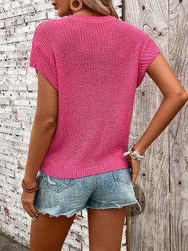 VCAY Chaleco De Sueter De Punto Fino Y Monocromatico De Moda