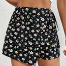 VCAY Falda Corta Envuelta Con Lazo Y Estampado Floral Pequeno