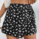 VCAY Falda Corta Envuelta Con Lazo Y Estampado Floral Pequeno