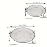 Bandeja De Filtro De Aceite De Acero Inoxidable Pulido, Cesta De Malla Redonda Reutilizable Para Freír Y Asar A La Parrilla, Colador De Cocina, Suministros Para Barbacoa Al Aire Libre Y Camping