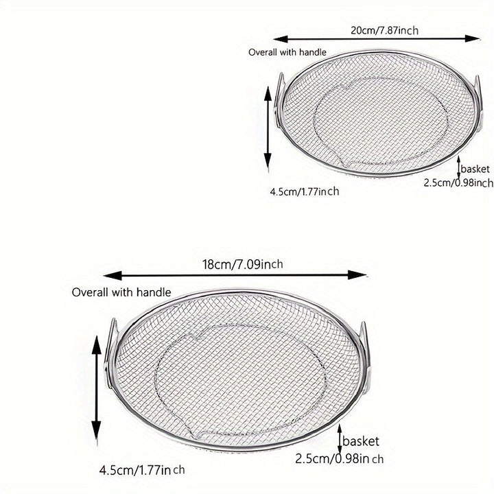 Bandeja De Filtro De Aceite De Acero Inoxidable Pulido, Cesta De Malla Redonda Reutilizable Para Freír Y Asar A La Parrilla, Colador De Cocina, Suministros Para Barbacoa Al Aire Libre Y Camping