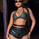 BAE Pantalones Cortos Solidos Y Sexy De Pu Para Mujeres