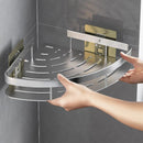 Estantería de Baño Montada en la Pared con Ventosa - Paquete de 1, Estante Triangular Impermeable sin Taladro con Barra para Toallas para Cosméticos y Artículos de Aseo, Fácil Ensamblaje, Diseño Ahorra Espacio, Acabado Metálico Elegante, Superficie Fácil
