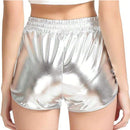 Shorts De Bolsillos Recubiertos De Plata Para Mujeres
