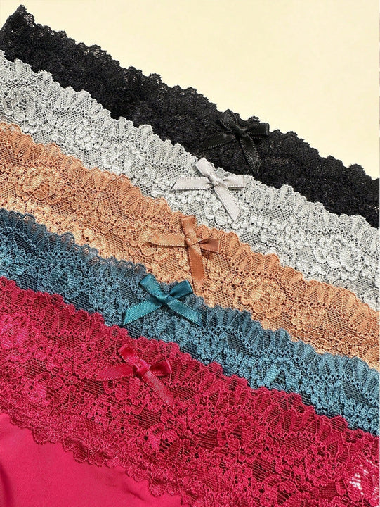Conjunto de 5 tangas de encaje sexy para mujeres, bragas comodas y traviesas, ropa interior femenina calada