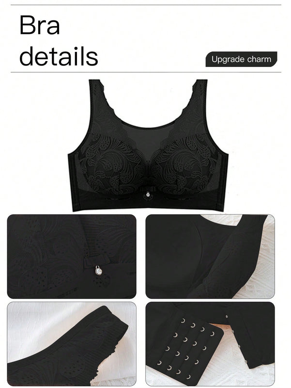 Sujetador Para Mujer Tipo Fina, Push Up, Anti-caida, Moldeado Lateral Sin Cables Que Levanta Y Reduce Los Pechos Grandes