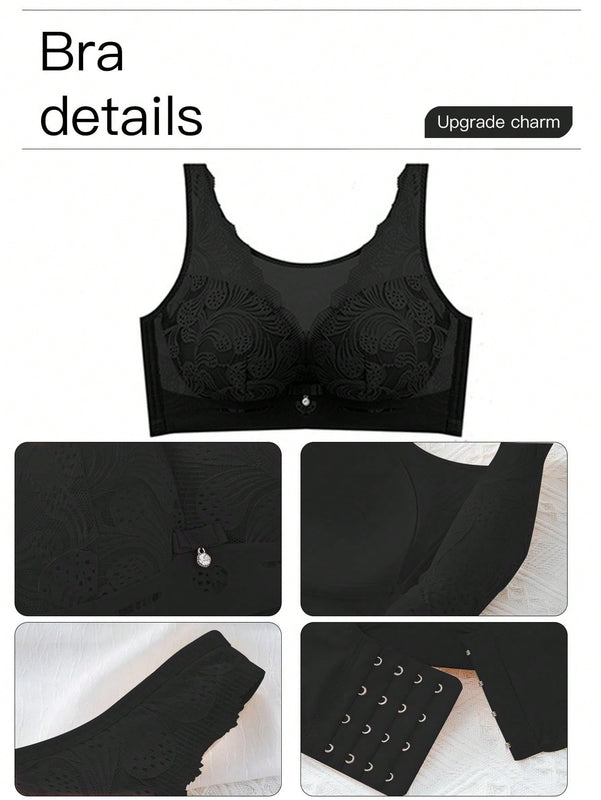Sujetador Para Mujer Tipo Fina, Push Up, Anti-caida, Moldeado Lateral Sin Cables Que Levanta Y Reduce Los Pechos Grandes