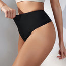 Mujeres unicolor Tanga De Cintura Alta Con Envoltura Inferior Del Bikini