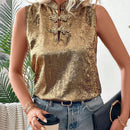 Prive Camisa De Moda Sin Mangas Para Dama Con Botones Frontales Adecuada Para Llevar Diariamente