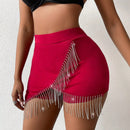 SXY Pantalones Cortos Para Mujer Con Ribete De Flecos Y Pedreria