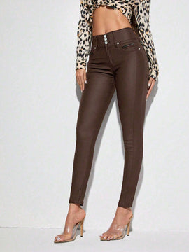 Prive Pantalones de mujer de moda de unicolor y ajuste estrecho de 3/4