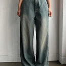 DAZY Jeans De Pierna Ancha Con Acabado Lavado, Bolsillos Inclinados