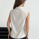 Prive Camisa Sin Mangas De Cuello Alto Con Decoracion De Botones Y Artesania Plisada