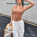 Top Sin Mangas Informal Para Mujer Con Letras Impresas, Diseno De Cuello En V Y Adornos De Diamantes De Imitacion