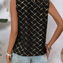 LUNE Blusa Sin Mangas Para Mujer Con Estampado Geometrico Y Cuello Con Nudo